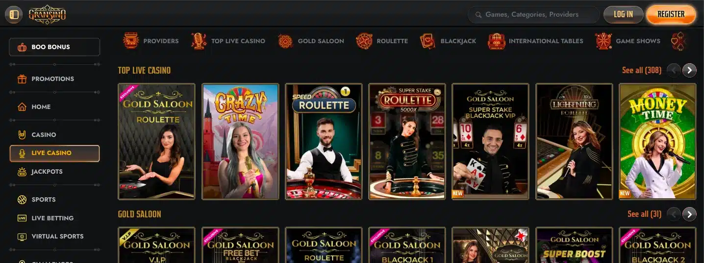 Live kasyno gransino
